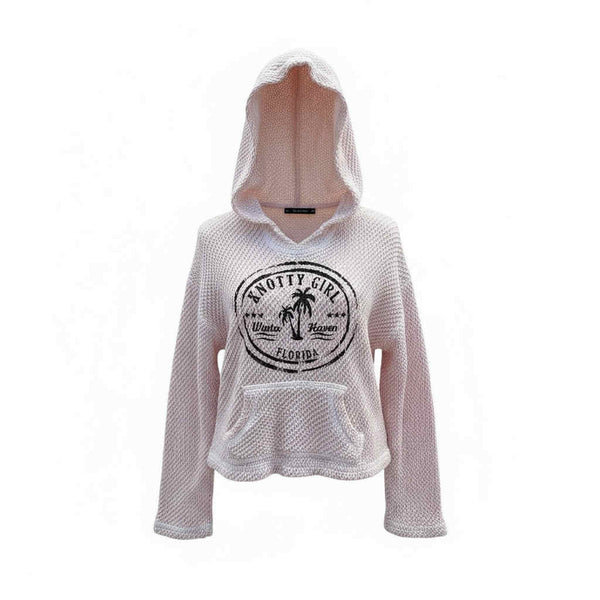 Girls Pink Knit Pullover Hoody