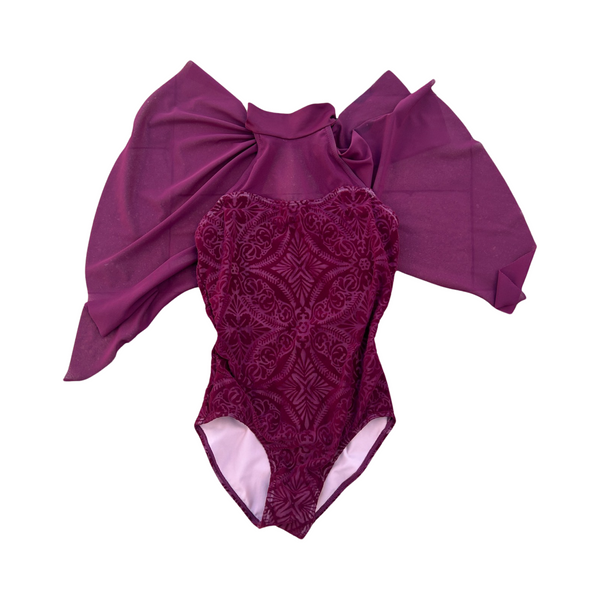 SMALL- Maroon velvet cut leo with flair