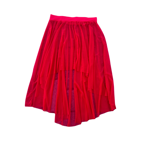 High/Low red mesh skirt