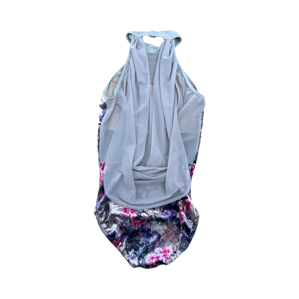 MEDIUM- Velvet floral leotard with flowing back detail