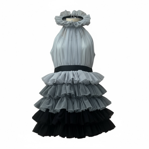 CHILD LARGE - Grey Ruffle Dress  (used)