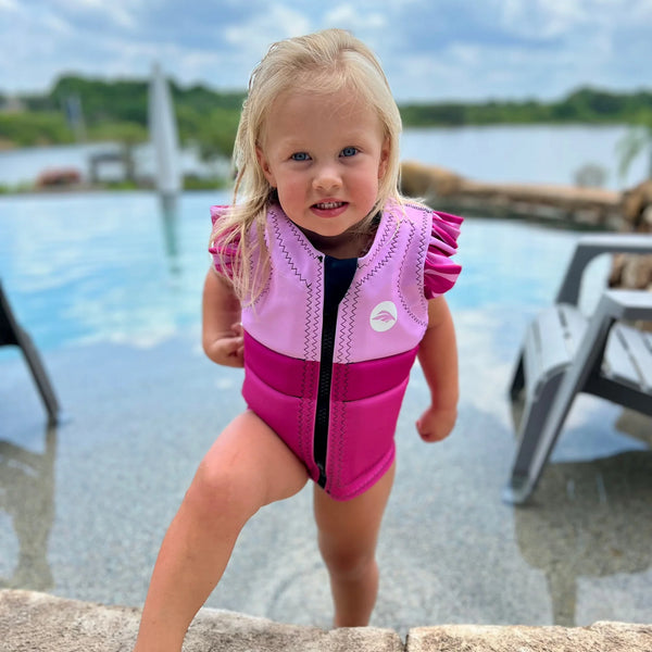 Tri Color Girls Vest- Pink