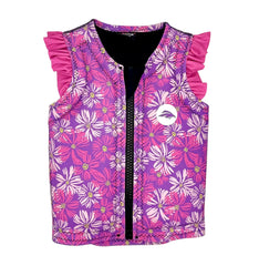 Girls' Floral Ruffle Swim Vest – Pink/Purple
