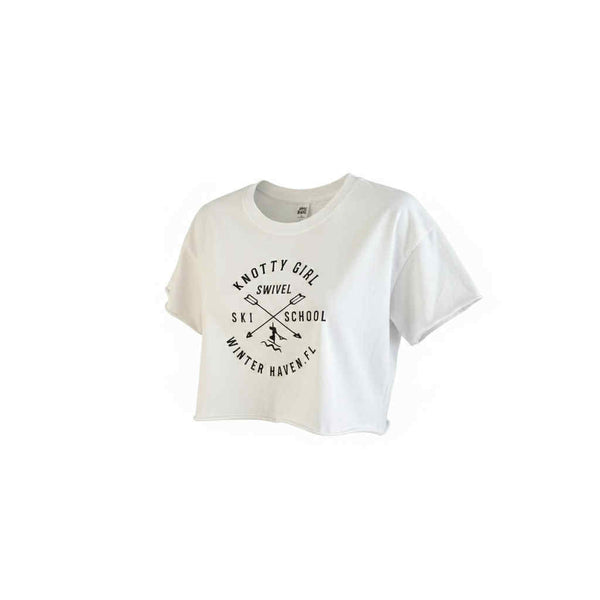 Cropped White Open Back Tee