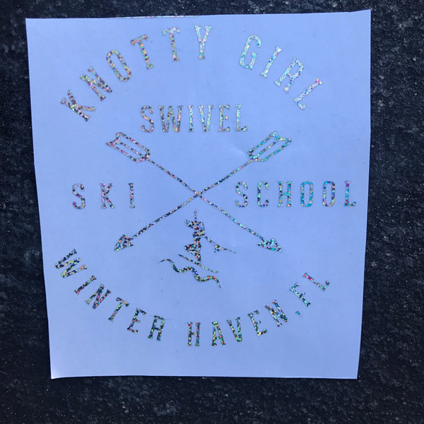 Knotty Girl Swivel Ski School Decal